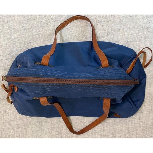 Vintage Dooney & Bourke Blue & Hot Pink Nylon Purse Brown Leather Straps Flaws - Picture 5 of 16